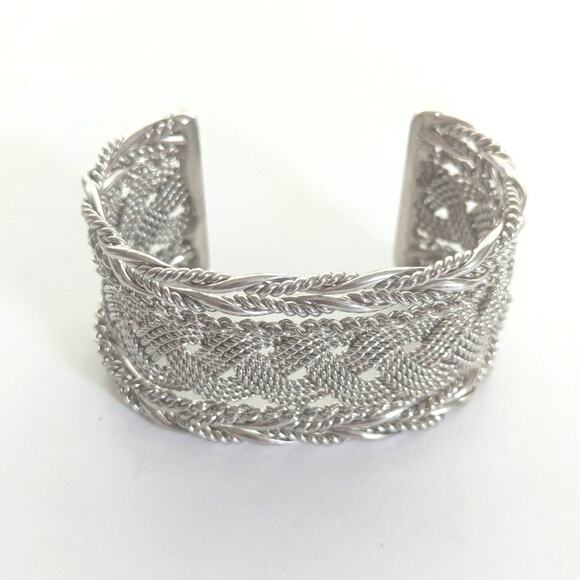 Unbranded Jewelry - Bohemian Style Silver Tone Braided Twisted Layering Hippie Cuff Bracelet